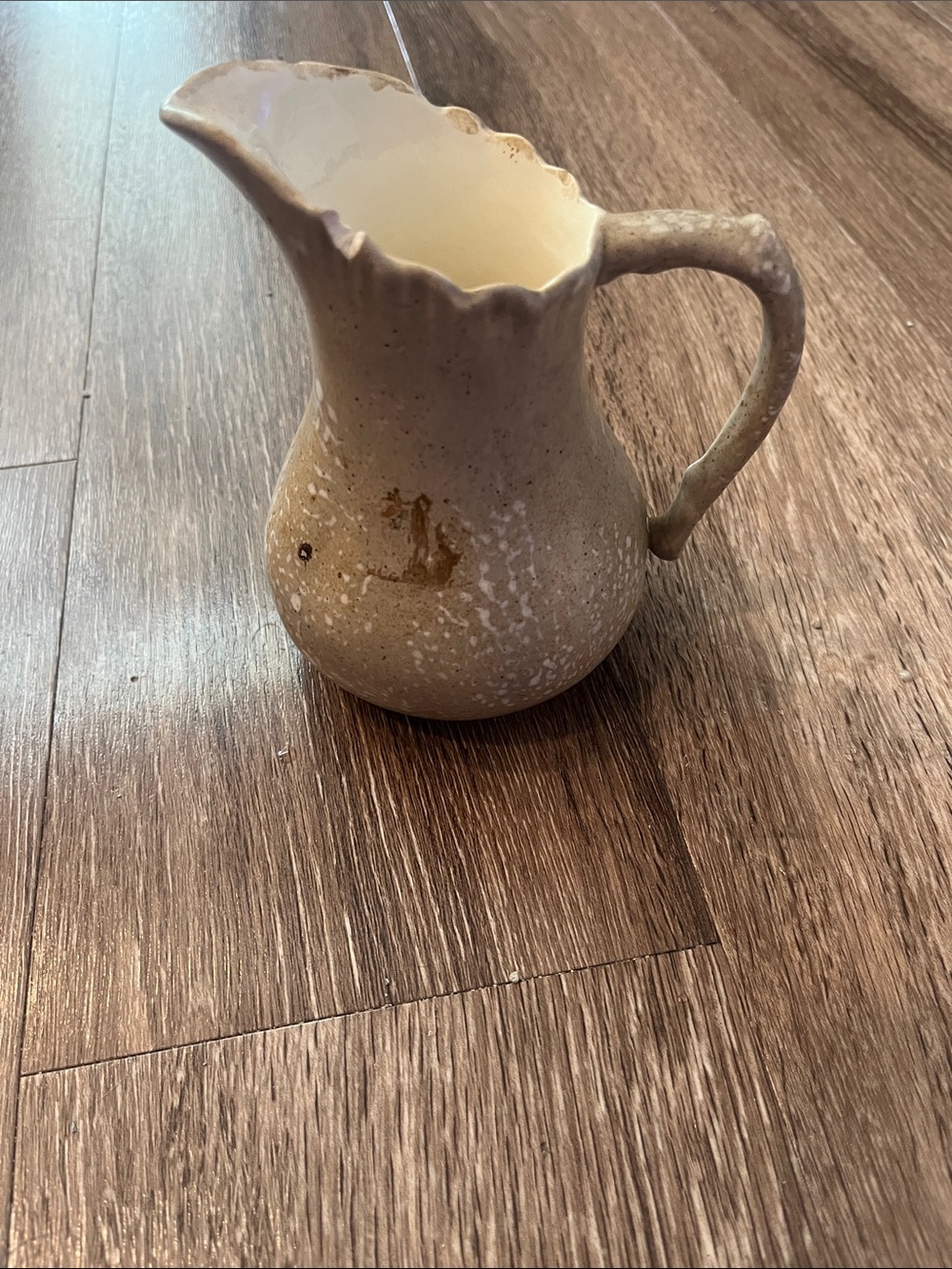 Vintage Garland Ceramics 1955 Stoneware Pitcher in Speckled Cream